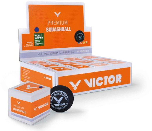 Victor Squashball (blue dot, Speed fast) black <b>- 12 balls in the box</b>