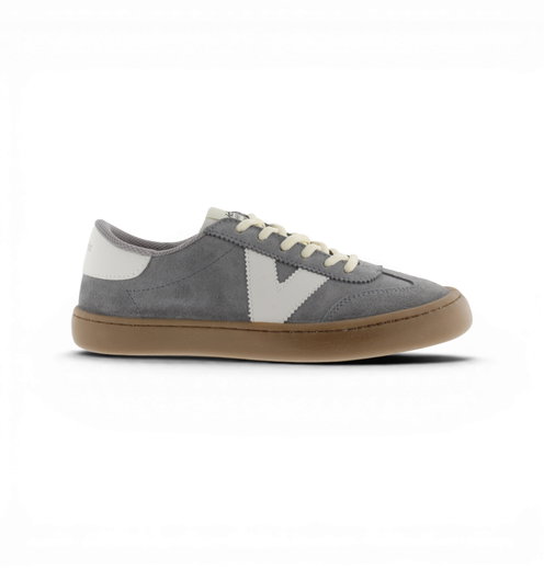 victoria Barfussschuhe Sneaker Olmo (Veloursleder, flexible Sohle, breite Zehenbox) - grau