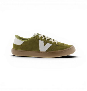 victoria Barfussschuhe Sneaker Olmo (Veloursleder, flexible Sohle, breite Zehenbox) - olivgrün