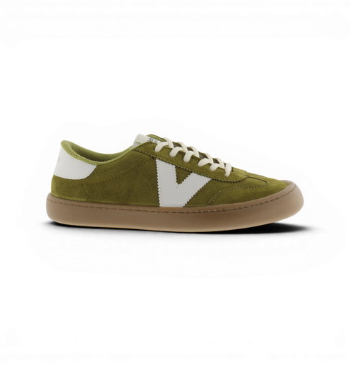 victoria Barfussschuhe Sneaker Olmo (Veloursleder, flexible Sohle, breite Zehenbox) - olivgrün