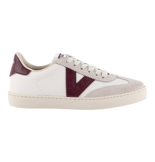 victoria Sneaker Berlin Ciclista (Lederoptik/Velourleder) - weiss/bordeauxrot