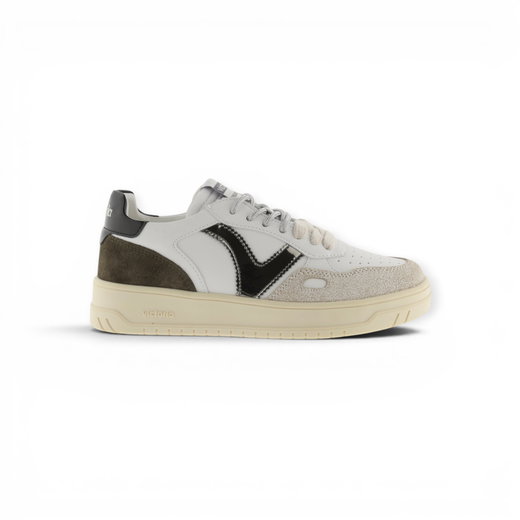 victoria Sneaker Seul (Ledereffekt/Velourleder&Metall) - weiss/khakigrün Damen