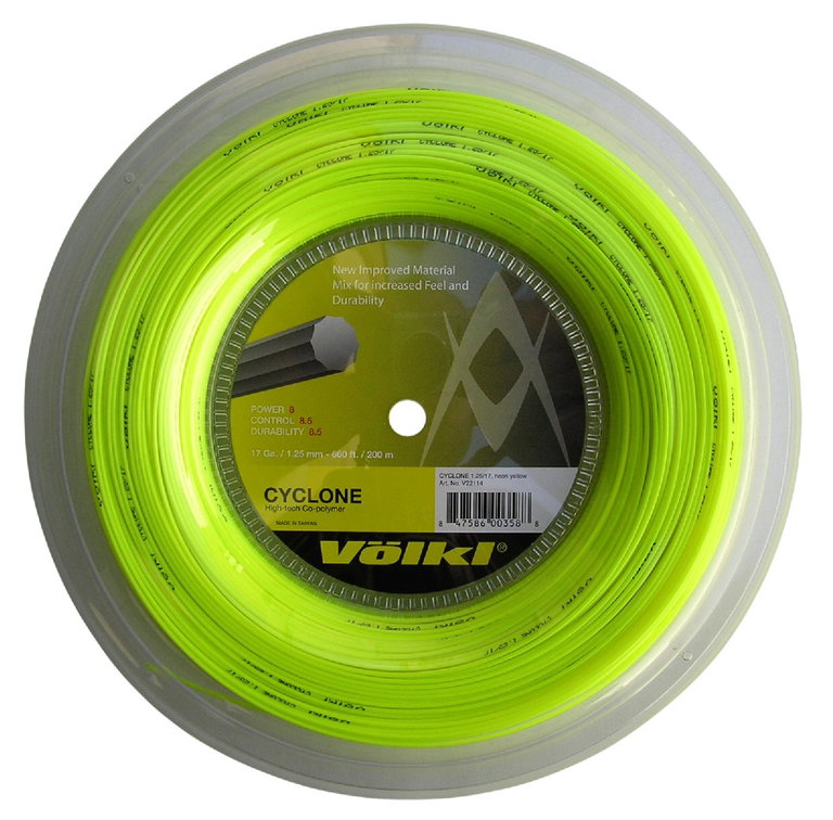Völkl Tennissaite Cyclone (Haltbarkeit+Spin) gelb 200m Rolle