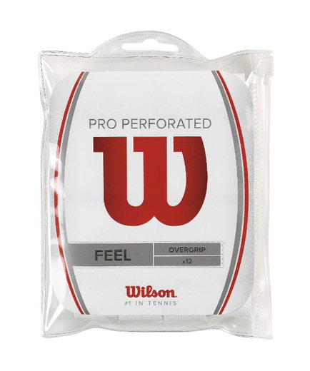 Wilson Overgrip Pro Perforated 0.55mm white 12-pack clip bag