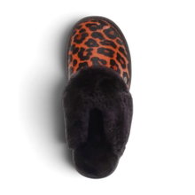 Warmbat Hausschuhe Pantoffel Collie Print mit Merino Schaffell braun/schwarz Damen