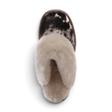 Warmbat Hausschuhe Pantoffel Collie Print mit Merino Schaffell schwarz/weiss Damen