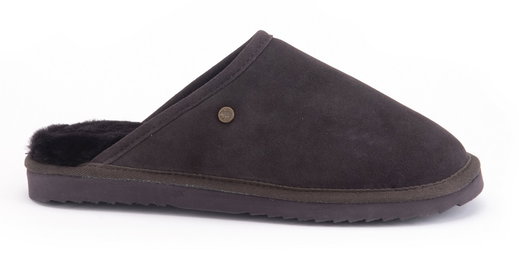 Warmbat Pantoffel Classic Suede mit Merino Schaffell schokoladenbraun Hausschuhe