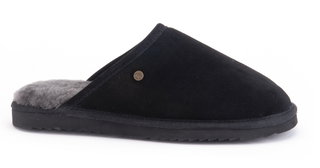 Warmbat Pantoffel Classic Suede mit Merino Schaffell schwarz Hausschuhe
