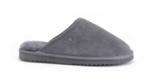 Warmbat Hausschuhe Pantoffel Classic Suede mit Merino Schaffell grau - 1 Paar