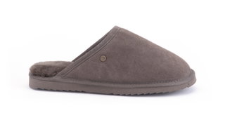 Warmbat Pantoffel Classic Suede mit Merino Schaffell pepplebraun Hausschuhe