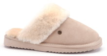 Warmbat Hausschuhe Pantoffel Flurry Suede mit Merino Schaffell hellbraun Damen