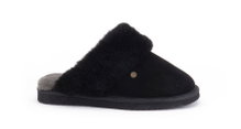 Warmbat Hausschuhe Pantoffel Flurry Suede mit Merino Schaffell schwarz Damen