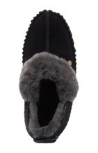 Warmbat Hausschuhe Barrine Suede (Wildleder, Merinowolle) schwarz Damen