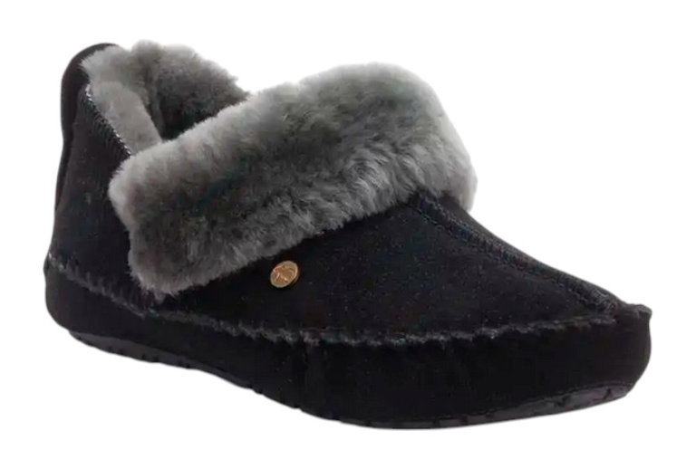 Warmbat Slippers Barrine Suede (Suede, Merino Wool) black Ladies
