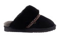 Warmbat Slippers Flurry Suede Tape with Merino Sheepskin black Ladies