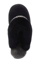Warmbat Hausschuhe Pantoffel Flurry Suede Tape mit Merino Schaffell schwarz Damen