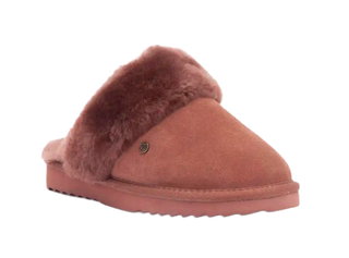 Warmbat Slippers Flurry Suede with Merino Sheepskin brown-red Ladies