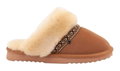 Warmbat Hausschuhe Pantoffel Flurry Suede Tape mit Merino Schaffell cognac braun Damen