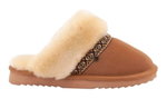 Warmbat Hausschuhe Pantoffel Flurry Suede Tape mit Merino Schaffell cognac braun Damen