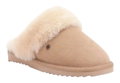 Warmbat Hausschuhe Pantoffel Flurry Suede mit Merino Schaffell hellbraun Damen