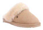 Warmbat Hausschuhe Pantoffel Flurry Suede mit Merino Schaffell hellbraun Damen