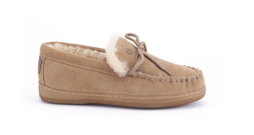 Warmbat Pantoffel Koala Suede mit Merino Schaffell camel Hausschuhe Damen