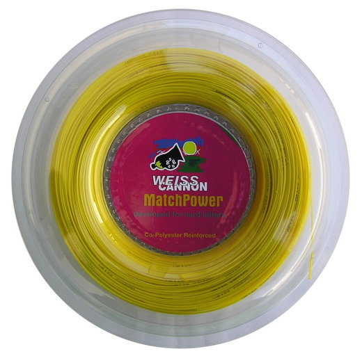 WeissCannon Tennissaite MatchPower 2 (Haltbarkeit+Power) gelb 200 Meter Rolle