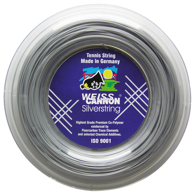 WeissCannon Tennissaite Silverstring (Haltbarkeit+Power) silber 200m Rolle