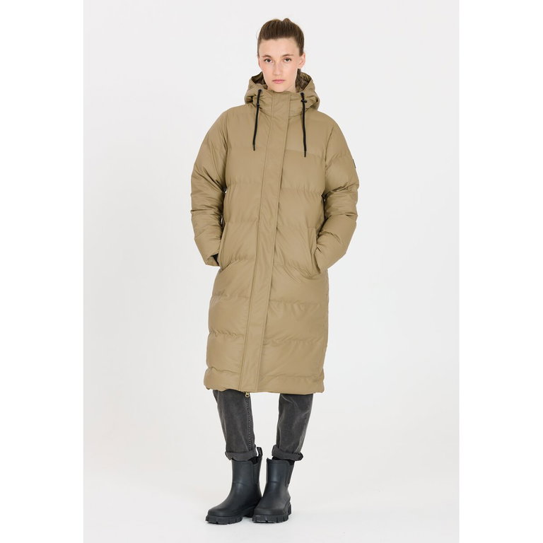 Weather Report Winter Down Coat Audrey Long Puffer Jacket W-Pro 5000 (waterproof, windproof) coffee brown ladies