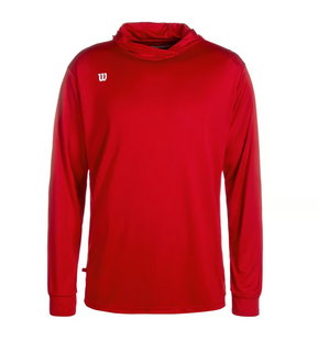 Wilson Sport-Langarmshirt Fundamentals Hooded mit Kapuze rot Herren