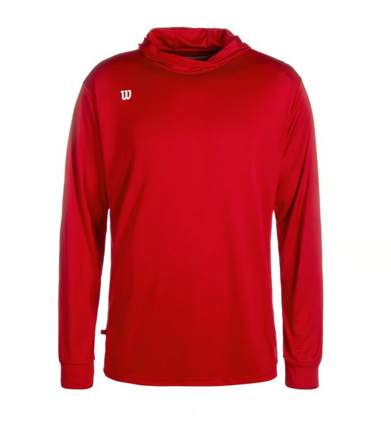Wilson Sport-Langarmshirt Fundamentals Hooded mit Kapuze rot Herren