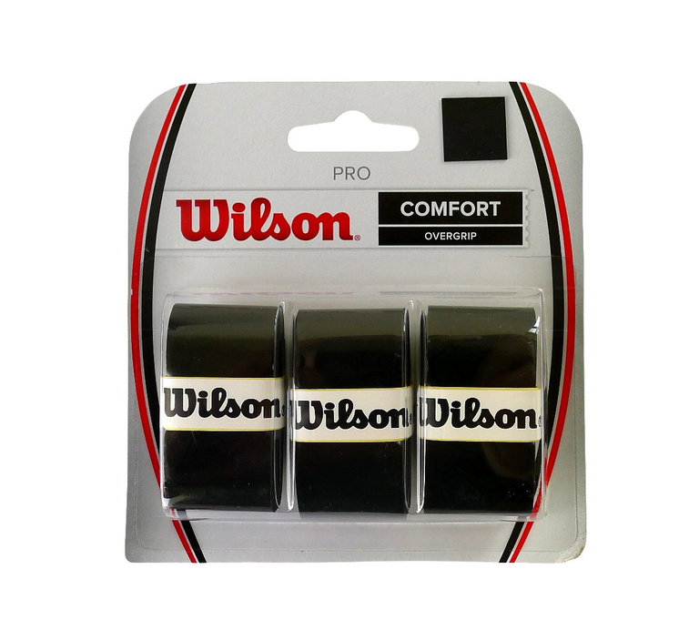 Wilson Overgrip Pro 0.6mm (Comfort/smooth/lightly tacky) black pack of 3