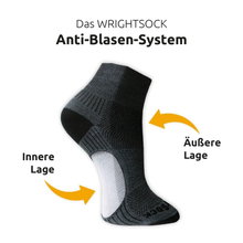 Wrightsock Sports Socks Quarter Coolmesh II (thin, breathable, comfortable) titanium grey - 1 pair