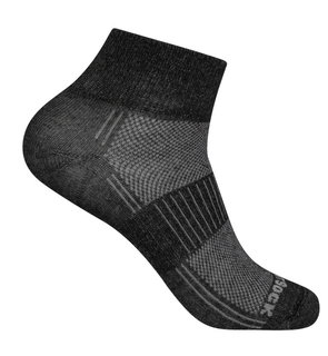 Wrightsock Sportsocken Quarter Coolmesh II (dünn, atmungsaktiv, bequem) schwarz/grau - 1 Paar