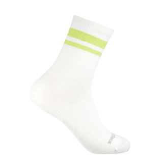 Wrightsock Tennissocke Crew Stride (wadenhoch, mitteldick, Anti-Blasen-Socke) weiss/hellgrün - 1 Paar