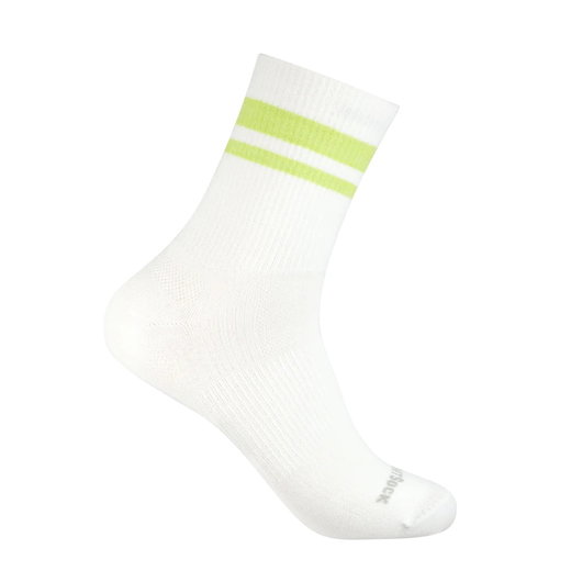 Wrightsock Tennissocke Crew Stride (wadenhoch, mitteldick, Anti-Blasen-Socke) weiss/hellgrün - 1 Paar