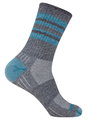 Wrightsock Wandersocke Crew Escape (extra Frottee-Polsterung, mitteldick) grau/türkis - 1 Paar