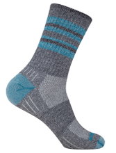 Wrightsock Wandersocke Crew Escape (extra Frottee-Polsterung, mitteldick) grau/türkis - 1 Paar