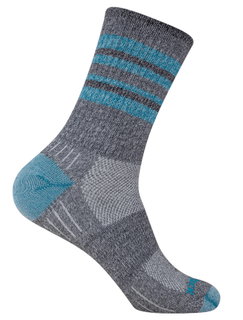 Wrightsock Wandersocke Crew Escape (extra Frottee-Polsterung, mitteldick) grau/türkis - 1 Paar