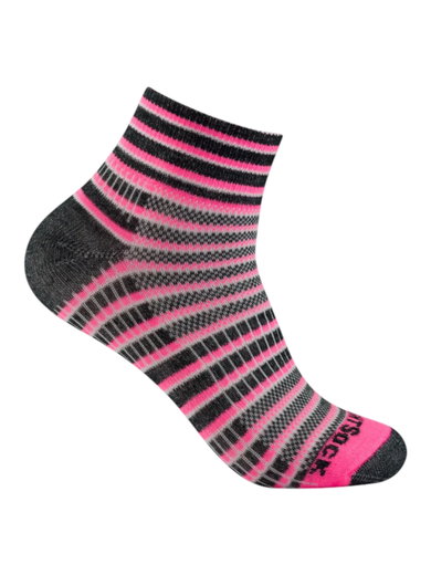 Wrightsock Sportsocken Quarter Coolmesh II (dünn, atmungsaktiv, bequem) pink/schwarz/weiss - 1 Paar