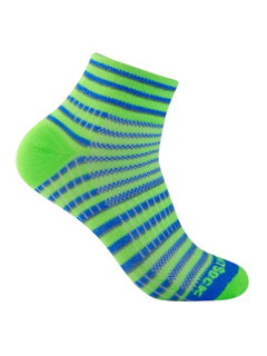 Wrightsock Sportsocken Quarter Coolmesh II (dünn, atmungsaktiv, bequem) grün/blau/grau - 1 Paar