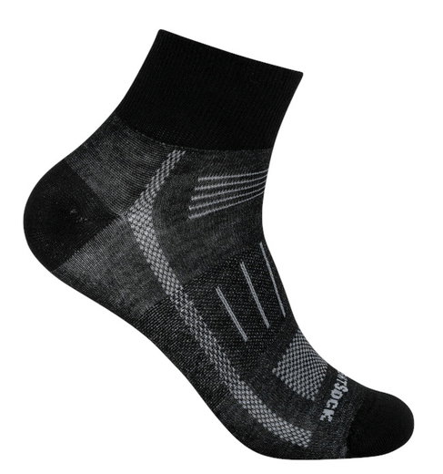 Wrightsock Sportsocken Quarter Endurance (knöchelhoch, Anti-Blasen-Socke) schwarz/grau - 1 Paar