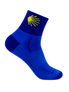 Wrightsock Sportsocke Quarter Stride (knöchelhoch, mitteldick, Anti-Blasen-Socke) blau/jakobsweg - 1 Paar