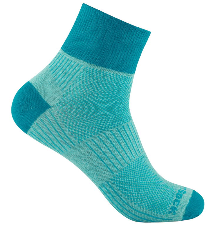 Wrightsock Sportsocken Quarter Coolmesh II (dünn, atmungsaktiv, bequem) türkis - 1 Paar