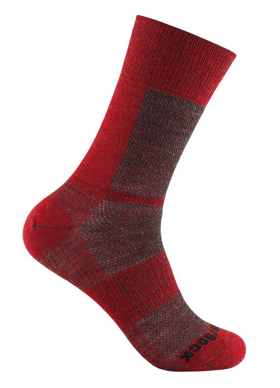 Wrightsock Wandersocke Crew Merino Coolmesh II (dünn, Merinowolle) rot - 1 Paar
