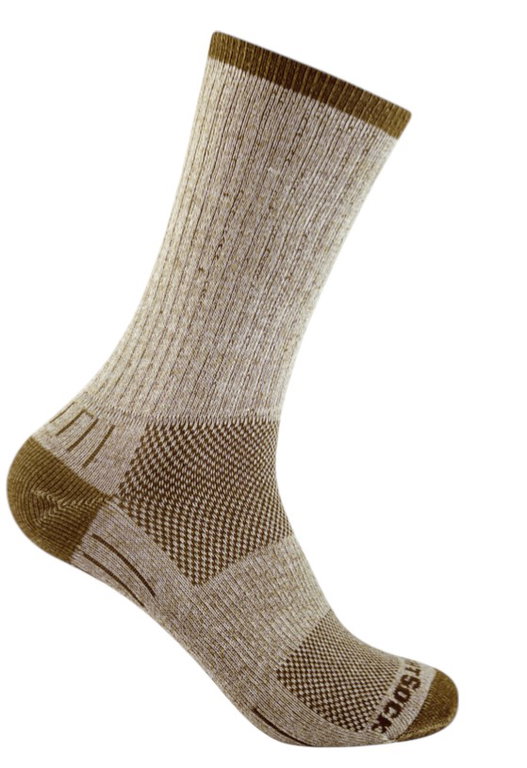Wrightsock Wandersocke Crew Adventure (warm, gepolstertes Fußbett) braun/khaki - 1 Paar