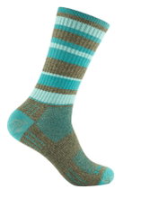 Wrightsock Wandersocke Crew Adventure (warm, gepolstertes Fußbett) braun/tealblau - 1 Paar