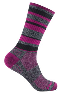 Wrightsock Wandersocke Crew Adventure (warm, gepolstertes Fußbett) grau/schwarz/fuchsia - 1 Paar