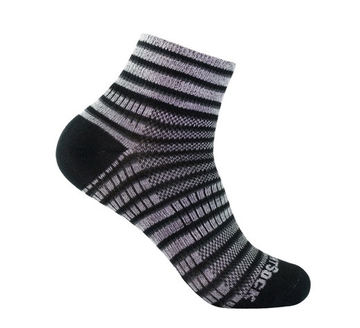 Wrightsock Sportsocken Quarter Coolmesh II (dünn, atmungsaktiv, bequem) grau/schwarz - 1 Paar