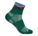 Wrightsock Sportsocke Quarter Plus Stride Motivsocken (knöchelhoch, mitteldick, Anti-Blasen-Socke) grün - 1 Paar